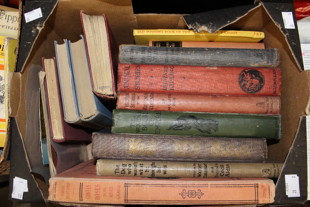 A box of children's books including various Rudyard Kipling,