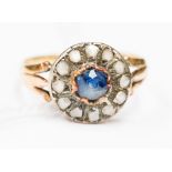 Late 19th Century diamond and sapphire ring set in yellow metal,