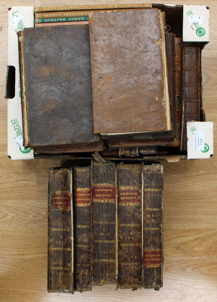 A collection of leather bound books to include 'Poetical Works of John Keats', 'Lewis History',