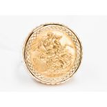 A 1894 sovereign in, 9ct gold band ring mount 14.