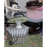 Six ladies' hats for weddings/races, all in hat boxes.