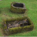 Two stone troughs, 19th Century or earlier, one of square form,