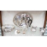 A Continental 800 standard silver matched tea service, comprising teapot, sugar bowl cream jug,