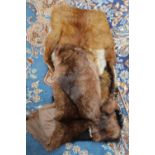A collection of three fur stoles and assorted off-cuts (1 bag)