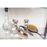 Collection of silver and silver topped glass items,