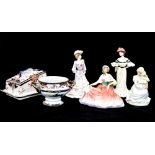 Royal Doulton 'Memories' HN 1030, Coalport 'Louisa at Ascot', 'Alexandra at the Ball',