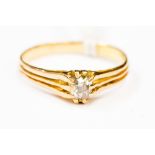 A diamond solitaire, 18 ct gold ring, the round old brilliant cut diamond approx. 0.