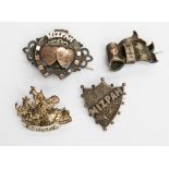 Three silver and rose gold Mizpah brooches and another brooch (4)