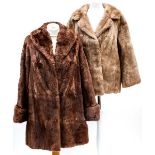 A 1950s musquash fur coat, lining new, together with a musquash fur jacket, 1960s,