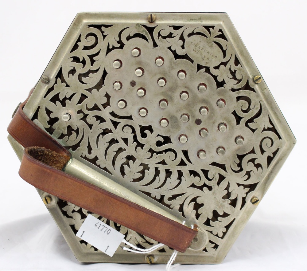 A 44 key concertina by C Jeffries in original leather case. - Image 2 of 3