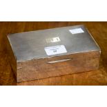 A presentation silver cigarette box, double division cedar lined, Birmingham,