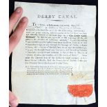 A Derby Canal Share Certificate No 552, circa 1793,