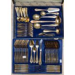 A cased set of German gilt flatware