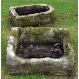 Two stone troughs, 19th Century or earlier, one of square form,