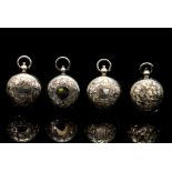 A George V silver sovereign case of spherical form with foliate scroll decoration, Frank Banks,