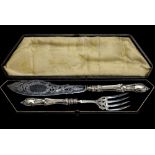 A Victorian silver cased fish set,