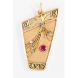 A circa 1920s/1930s Russian 14ct two-tone gold locket pendant, marked 56,