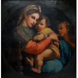 19th Century Italian School after Raphael, Madonna della Seggiola, oils on re-lined canvas,