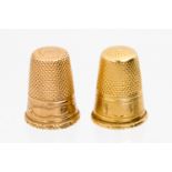 A Victorian gold thimble with vacant cartouche,