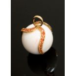 A white coral 'egg and claw' pendant,