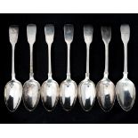 Seven nineteenth century silver tablespoons,