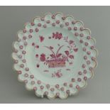 A small Derby spectical type puce painted plate,