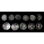 A collection of silver and metal buttons, late 19th Century,