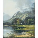 Grant Kurtis, Andrew (British) (XX), a pair of mountainous landscapes, oils on canvas,