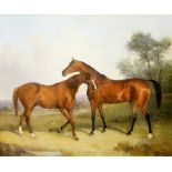 Pitman, John (British) (XIX), equestrian study of two chestnut horses in an extensive landscape,