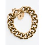 A 9ct gold solid link bracelet, padlock clasp,