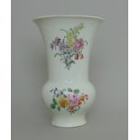 A Worcester Meissen style baluster shaped vase, painted with flowers, circa 1758,