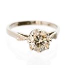 A 1ct diamond solitaire ring, 18ct white gold,.