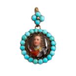 An enamelled portrait of an unknown gentleman with turquoise surround