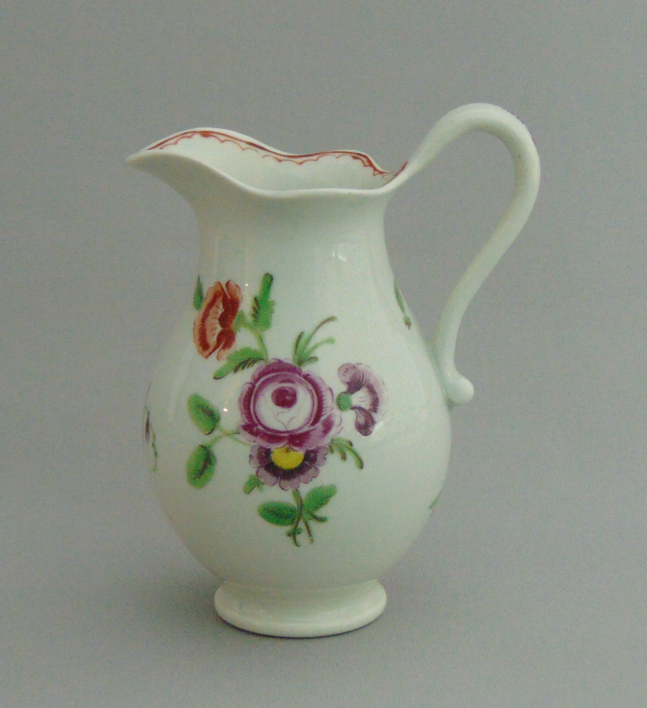 An unusual Worcester baluster shaped milk jug, loop handle, circa 1772,