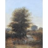 Lound, Thomas (British) (1802-1861), 'Merkshall, Norfolk', oils on artists board,