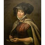 Follower of Henry Robert Morland, 'The Oyster Girl', a half length portrait,