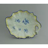 A Worcester cabbage leaf dish, decorated in dry blue enamel in the Giles Atelier, circa 1770,