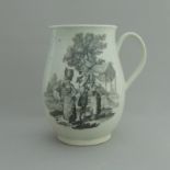 A Worcester Hancock print mug, 'Milkmaid' pattern, circa 1770, 16 cm high,