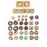 A collection of late 19th Century buttons, circa 1880-1890, some French, champleve enamel,
