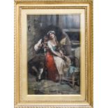 Peluso, Francesco (Italian) (1836-1916), Spinning Yarn, oils on canvas, oils on canvas, signed,