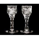 A pair of 18th century wine glasses, circa 1770,