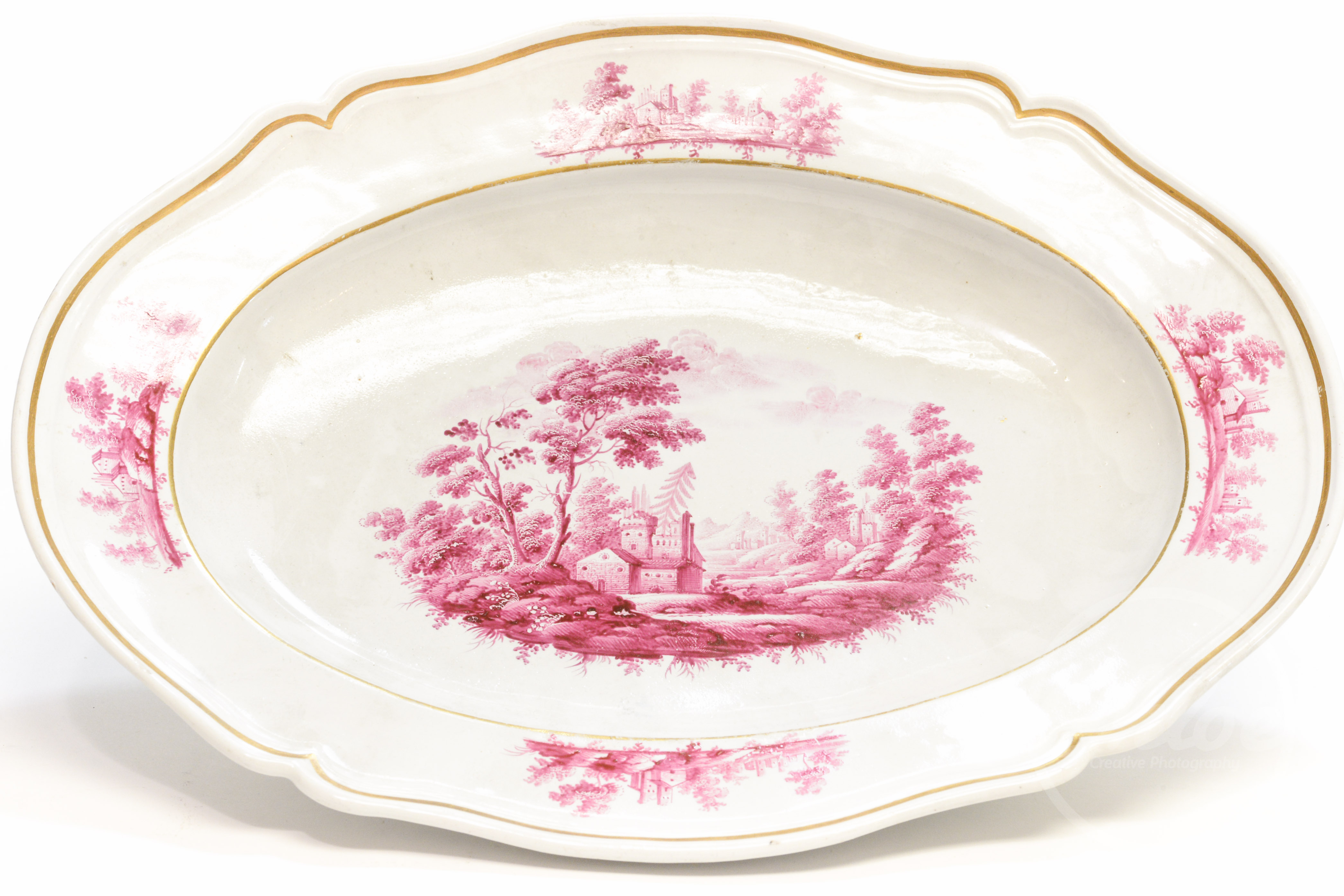 An 18th century porcelain platter, probably Continental,