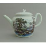 A rare Worcester teapot and cover printed in purple by Hancock with Sutton Hall to front and