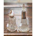 Two cut glass perfume bottles,