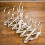 A late Victorian Old Sheffield Plate folding toast rack with six tiers,
