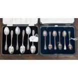 A cased set of six silver coffee spoons, maker Thomas Bradbury & Sons,