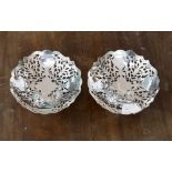 A pair of Mappin and Webb Mappin Plate pedestal dishes of pierced fret design with wavy rims,