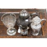 A collection of plated item to include teapot, hot water jug,