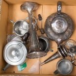 One box of metal ware including epergne,