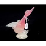 A Murano glass alabastro pink opaque glass Duck